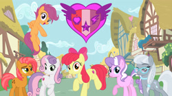 Size: 3840x2158 | Tagged: safe, derpibooru import, apple bloom, babs seed, diamond tiara, scootaloo, silver spoon, sweetie belle, cutie mark, cutie mark crusaders, older, older apple bloom, older babs seed, older diamond tiara, older scootaloo, older silver spoon, older sweetie belle, the cmc's cutie marks