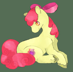 Size: 1016x1000 | Tagged: safe, artist:yfeyffis, derpibooru import, apple bloom, earth pony, pony, female, filly, foal, green background, simple background, solo