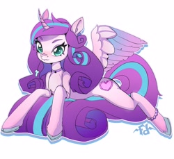 Size: 3840x3522 | Tagged: safe, artist:fd, derpibooru import, princess flurry heart, alicorn, pony, green eyes, hooves, horn, hug, older, older flurry heart, purple hair, simple background, solo, tail, white background, wings