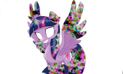 Size: 1246x750 | Tagged: safe, artist:monikaddlcgirl20, derpibooru import, twilight sparkle, twilight sparkle (alicorn), alicorn, pony, corrupted, dusk till dawn, error, female, glitch, horn, mare, pibby, simple background, smiling, spread wings, transparent background, wings