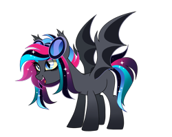 Size: 3729x2975 | Tagged: safe, artist:moonbatz, derpibooru import, oc, oc:star rave, bat pony, pony, female, goggles, mare, simple background, solo, transparent background