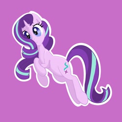 Size: 2048x2048 | Tagged: safe, artist:pfeffaroo, derpibooru import, starlight glimmer, pony, unicorn, cute, female, floating, glimmerbetes, legs together, looking at you, mare, purple background, simple background, solo