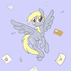 Size: 2048x2048 | Tagged: safe, artist:pfeffaroo, derpibooru import, derpy hooves, pegasus, pony, cute, derpabetes, envelope, female, flying, mare, solo