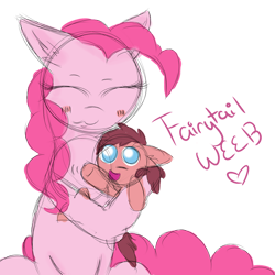 Size: 894x894 | Tagged: safe, artist:honeysongkawaii, derpibooru import, pinkie pie, oc, oc:little brian, earth pony, pony, :3, baby, baby pony, banned from equestria daily, blushing, colt, eyes closed, female, foal, heart, holding a pony, hug, male, mare, mother and child, mother and son, offspring, parent and child, parent:oc:big brian, parent:pinkie pie, parents:canon x oc, simple background, text, transparent background