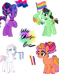 Size: 800x1000 | Tagged: safe, artist:poninator, derpibooru import, oc, oc only, bow, female, hair bow, male, pride, pride flag, pride month, pride ponies