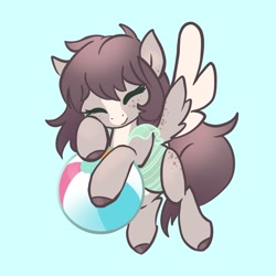 Size: 2048x2048 | Tagged: safe, artist:pfeffaroo, derpibooru import, oc, oc only, pegasus, pony, beach ball, clothes, eyes closed, female, flying, solo, swimsuit