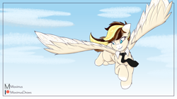 Size: 3840x2160 | Tagged: safe, artist:maximus, derpibooru import, oc, oc only, pegasus, pony, flying, necktie, solo