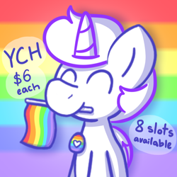 Size: 800x800 | Tagged: safe, derpibooru import, alicorn, earth pony, pegasus, pony, unicorn, commission, pride, pride flag, pride month, pride ponies, solo, your character here