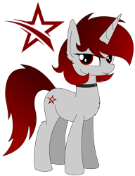 Size: 2055x2682 | Tagged: safe, artist:lonebigcity, derpibooru import, oc, oc only, oc:sofia svetlyy, pony, unicorn, collar, female, full body, gradient mane, gradient tail, high res, hooves, horn, lidded eyes, mare, simple background, smiling, solo, standing, tail, transparent background, unicorn oc