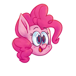 Size: 1024x1024 | Tagged: safe, artist:gektix, derpibooru import, pinkie pie, earth pony, pony, blushing, bust, eyebrows, eyebrows visible through hair, female, happy, head only, lightly watermarked, mare, open mouth, open smile, outline, portrait, simple background, smiling, solo, transparent background, watermark, white outline