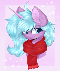 Size: 1690x2000 | Tagged: safe, artist:kripta-00, derpibooru import, idw, radiant hope, pony, unicorn, clothes, ear fluff, ears, female, mare, scarf, solo