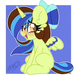 Size: 1280x1280 | Tagged: safe, artist:ladylullabystar, derpibooru import, oc, oc only, alicorn, pony, bow, female, hair, hair bow, mare, solo