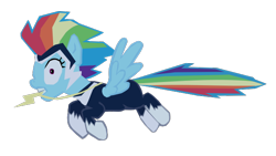 Size: 666x375 | Tagged: safe, artist:benpictures1, rainbow dash, zapp, pegasus, pony, power ponies (episode), cute, dashabetes, female, gritted teeth, inkscape, mare, power ponies, shocked, simple background, solo, teeth, transparent background, vector