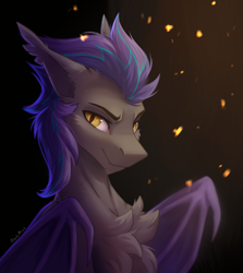 Size: 2752x3092 | Tagged: safe, artist:dorkmark, derpibooru import, oc, oc only, bat pony, pony, bust, male, portrait, solo