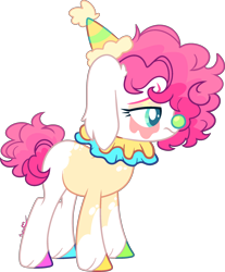 Size: 1931x2330 | Tagged: safe, artist:kurosawakuro, derpibooru import, oc, earth pony, base used, clown, clown nose, female, hat, mare, party hat, red nose, simple background, solo, transparent background