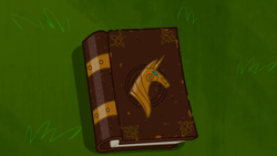 Size: 1280x720 | Tagged: safe, derpibooru import, screencap, friendship is magic, book, book of harmony, grass, no pony