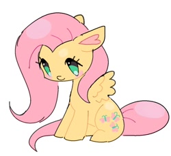 Size: 996x912 | Tagged: safe, artist:10uhh, derpibooru import, fluttershy, pegasus, pony, doodle, female, heart ears, looking down, no pupils, simple background, sitting, solo, white background, wings