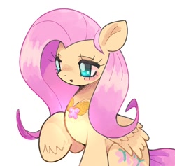 Size: 1140x1080 | Tagged: safe, artist:10uhh, derpibooru import, fluttershy, pegasus, pony, element of kindness, female, folded wings, mare, raised hoof, raised leg, simple background, sitting, solo, white background, wings