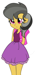 Size: 1280x2391 | Tagged: safe, artist:3d4d, derpibooru import, daring do, equestria girls, clothes, commission, female, hands behind back, legs, personality swap, shy, simple background, skirt, solo, transparent background