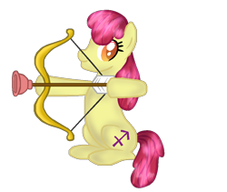 Size: 944x796 | Tagged: safe, artist:onyxdreamyt, derpibooru import, apple bloom, earth pony, pony, alternate cutie mark, bow, female, filly, foal, sagittarius, simple background, solo, transparent background