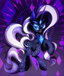 Size: 1722x2048 | Tagged: safe, artist:stacy_165cut, derpibooru import, nightmare rarity, pony, unicorn, fangs, female, horn, looking at you, mare, open mouth, solo