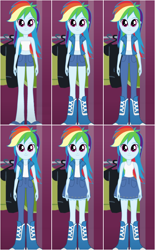 Size: 492x792 | Tagged: safe, artist:blessranger, derpibooru import, rainbow dash, equestria girls, bare shoulders, boots, clothes, high heel boots, jacket, shirt, shoes, simple background, skirt, sleeveless, solo, strapless, tanktop