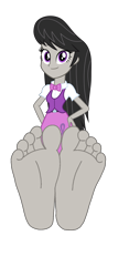 Size: 1500x3200 | Tagged: safe, artist:ponyalfonso, derpibooru import, octavia melody, equestria girls, barefoot, base, base used, clothes, cutie mark, cutie mark on clothes, feet, female, fetish, foot fetish, foot focus, purple eyes, simple background, smiling, soles, solo, transparent background, vector