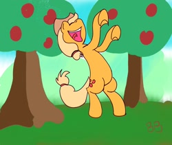 Size: 1280x1080 | Tagged: safe, artist:boxybrown, ponerpics import, applejack, earth pony, apple tree, colored