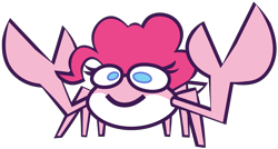 Size: 4625x2470 | Tagged: safe, artist:threetwotwo32232, derpibooru import, pinkie pie, crab, crabified, simple background, solo, species swap, transparent background