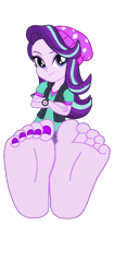 Size: 2300x5500 | Tagged: safe, artist:dracoshark1900, artist:rodan00, derpibooru import, starlight glimmer, equestria girls, mirror magic, spoiler:eqg specials, barefoot, base, base used, beanie, clothes, crossed arms, feet, female, fetish, foot fetish, foot focus, hat, high res, looking at you, nail polish, pants, ripped pants, simple background, smiling, smiling at you, soles, solo, toenail polish, toes, torn clothes, transparent background, vector, watch, wristwatch