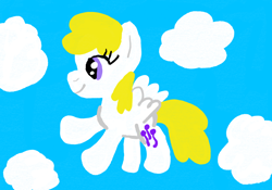 Size: 4776x3336 | Tagged: safe, artist:funboy34, derpibooru import, surprise, pegasus, pony, g1, g4, adoraprise, cloud, cloudy, cute, female, flying, g1 to g4, generation leap, mare, sky, smiling, solo, surprise can fly