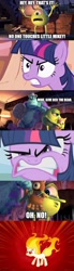 Size: 500x1819 | Tagged: safe, artist:wandersong, derpibooru import, edit, edited screencap, screencap, twilight sparkle, unicorn twilight, pony, unicorn, feeling pinkie keen, comic, female, james p. sullivan, male, mare, mike wazowski, monster, monsters inc., rapidash twilight, screencap comic