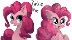 Size: 2048x1147 | Tagged: safe, artist:namaenonaipony, derpibooru import, pinkie pie, earth pony, pony, cute, diapinkes, duo, duo female, female, mare, open mouth, simple background, white background