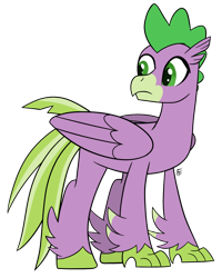 Size: 1280x1599 | Tagged: safe, artist:frownfactory, derpibooru import, spike, hippogriff, hippogriffied, male, newbie artist training grounds, simple background, solo, species swap, transparent background, wings