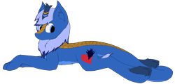 Size: 4000x1939 | Tagged: safe, artist:thekamko, derpibooru import, oc, oc only, oc:kamko blueblood, bat pony, dracony, dragon, hybrid, kirin, cloven hooves, ear tufts, heart, horn, kirin-ified, looking back, lying down, male, paws, prone, scales, simple background, solo, species swap, transparent background, unshorn fetlocks