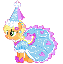 Size: 720x732 | Tagged: safe, artist:darlycatmake, derpibooru import, edit, applejack, earth pony, pony, look before you sleep, bow, clothes, concerned, dress, ear piercing, flower, flower in hair, froufrou glittery lacy outfit, gritted teeth, hat, hennin, jewelry, necklace, nervous, piercing, princess, princess applejack, simple background, teeth, transparent background, upset, vector, vector edit, worried