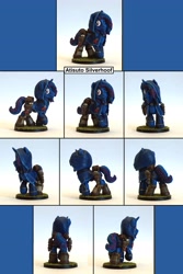 Size: 2258x3372 | Tagged: safe, artist:ubrosis, derpibooru import, oc, oc only, oc:atisuto silverhoof, pony, unicorn, bag, boots, butt, clothes, cowl, craft, male, miniature, photo, plot, saddle bag, sculpture, shoes, solo, stallion