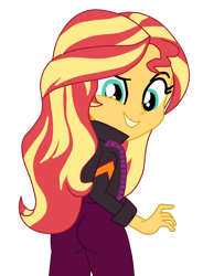 Size: 1400x1899 | Tagged: safe, artist:gmaplay, derpibooru import, sunset shimmer, better together, equestria girls, ass, bunset shimmer, butt, female, how to backstage, looking at you, looking back, simple background, solo, transparent background