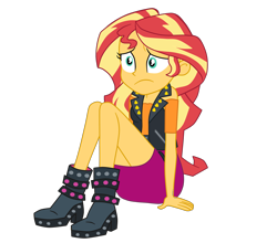 Size: 2278x2004 | Tagged: safe, artist:gmaplay, derpibooru import, sunset shimmer, better together, equestria girls, forgotten friendship, boots, cute, shimmerbetes, shoes, simple background, solo, transparent background