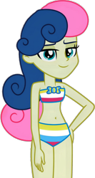 Size: 2160x4065 | Tagged: safe, artist:gameboss375, derpibooru import, bon bon, sweetie drops, equestria girls, bare shoulders, bikini, clothes, female, looking at you, simple background, sleeveless, solo, swimsuit, transparent background