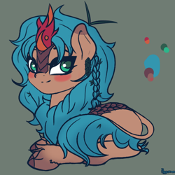 Size: 1000x1000 | Tagged: safe, artist:plaguemare, derpibooru import, oc, oc only, oc:fluffy fleece, kirin, blushing, braid, colored sketch, female, fluffy, kirin oc, mare, smiling, solo