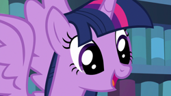 Size: 1280x720 | Tagged: safe, derpibooru import, screencap, twilight sparkle, twilight sparkle (alicorn), alicorn, pony, season 6, the fault in our cutie marks, close-up, cute, female, happy, mare, solo, twiabetes, wide eyes