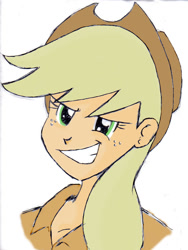 Size: 1103x1470 | Tagged: safe, artist:frankaraya, derpibooru import, applejack, human, 2011, female, humanized, simple background, solo, white background