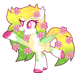 Size: 1280x1221 | Tagged: safe, artist:lilywolfpie-yt, derpibooru import, oc, bat pony, pony, base used, female, flower, flower in hair, mare, simple background, solo, transparent background