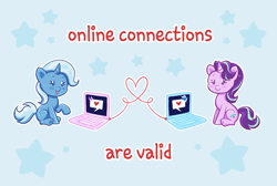 Size: 3762x2531 | Tagged: safe, artist:confetticakez, derpibooru import, starlight glimmer, trixie, pony, unicorn, computer, cute, diatrixes, duo, female, glimmerbetes, heart, laptop computer, lesbian, mare, motivational, positive message, positive ponies, shipping, startrix