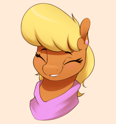 Size: 2501x2662 | Tagged: safe, artist:aquaticvibes, derpibooru import, ms. harshwhinny, earth pony, pony, cute, eyes closed, female, mare, ms. cutewhinny, simple background, smiling, solo, when she smiles