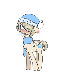 Size: 1378x1378 | Tagged: artist needed, safe, derpibooru import, oc, oc only, pegasus, pony, blushing, clothes, ears, female, floppy ears, mare, scarf, simple background, solo, white background