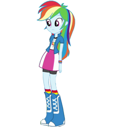 Size: 800x900 | Tagged: safe, artist:marioponyfan, derpibooru import, edit, edited screencap, screencap, rainbow dash, equestria girls, background removed, boots, clothes, high heel boots, jacket, not a vector, shirt, shoes, simple background, skirt, socks, solo, transparent background