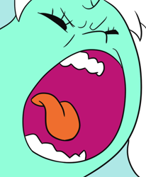 Size: 422x512 | Tagged: safe, artist:jargon scott, derpibooru import, lyra heartstrings, pony, unicorn, eyes closed, female, jojo reference in description, mare, open mouth, solo, tongue, tongue out, yelling