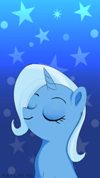 Size: 1080x1920 | Tagged: safe, artist:darksly, derpibooru import, trixie, pony, unicorn, atg 2022, eyes closed, female, mare, newbie artist training grounds, phone wallpaper, solo, stars